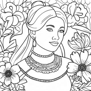 Isabela With Beautiful Flowers Coloring Page 3742-9