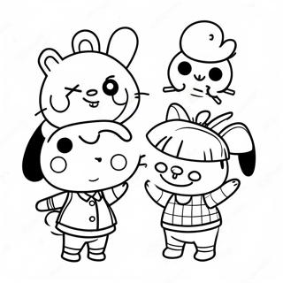 Happy Animal Crossing Characters Coloring Page 37834-8264