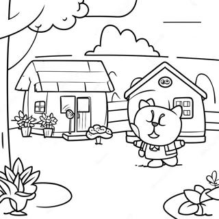 Charming Animal Crossing Village Scene Coloring Page 37835 8265
