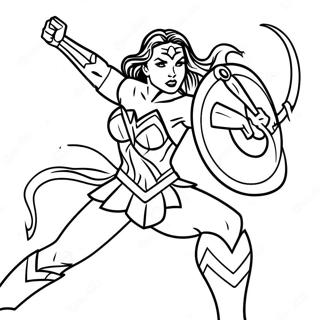 Wonder Woman In Battle Pose Coloring Page 37923-8277