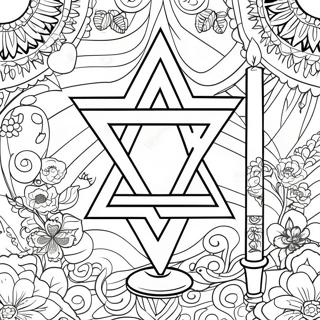 Star Of David With Candles Coloring Page 38013 8310