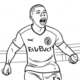 Kylian Mbappe Celebrating A Goal Coloring Page 38182-8335