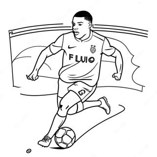 Kylian Mbappe Running With The Ball Coloring Page 38186-8350