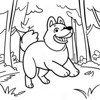 Running Husky In The Forest Coloring Page 38279-8372