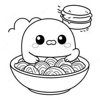 Gudetama Eating Ramen Coloring Page 39372-8602