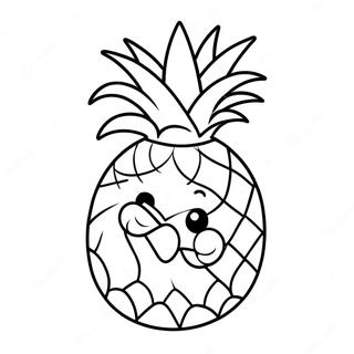 Cute Cartoon Pineapple Coloring Page 39911-8714