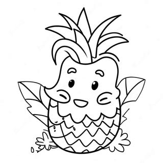 Cute Cartoon Pineapple Coloring Page 39911-8715