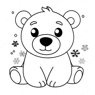 Cute Polar Bear With Snowflakes Coloring Page 40092-8756