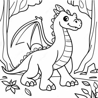 Mystical Dragon In A Forest Coloring Page 4014-1654