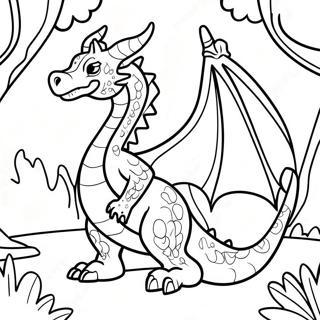 Mystical Dragon In A Forest Coloring Page 4014-1656