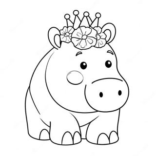 Hippo With A Flower Crown Coloring Page 40448-8846