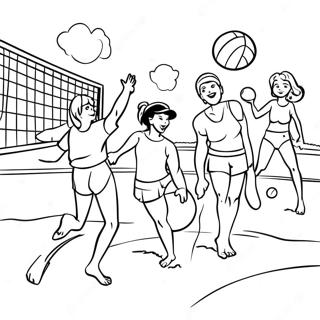 Beach Volleyball Scene Coloring Page 41089 8986