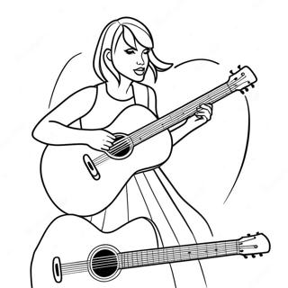 Taylor Swift With Guitar Coloring Page 4108-1389