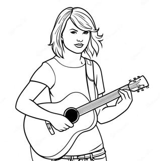 Taylor Swift With Guitar Coloring Page 4108-1390