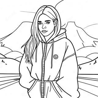 Billie Eilish In Oversized Clothes Coloring Page 41272-9025