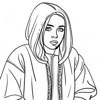 Billie Eilish In Oversized Clothes Coloring Page 41272-9028