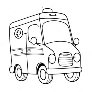 Cute Cartoon Ambulance Coloring Page 41725-9114