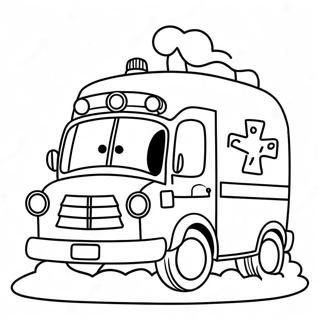 Cute Cartoon Ambulance Coloring Page 41725-9116