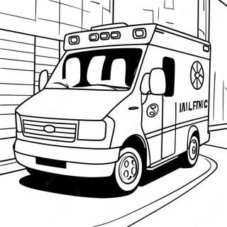 Realistic Ambulance In Action Coloring Page 41726-9117