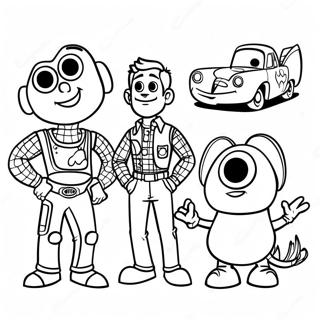 Colorful Pixar Characters Coloring Page 41912-9158