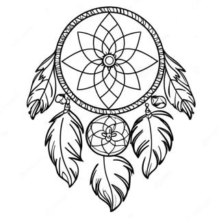 Colorful Dreamcatcher With Feathers Coloring Page 41992-9174