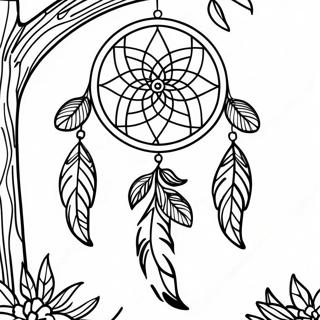 Large Dreamcatcher Hanging From A Tree Coloring Page 41995-9188