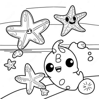 Starfish Family On The Beach Coloring Page 42178-9227