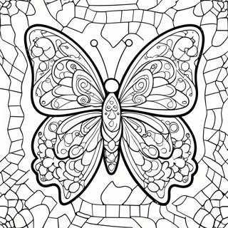 Colorful Mosaic Butterfly Coloring Page 42363-9253