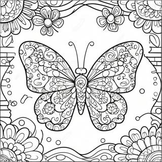 Colorful Mosaic Butterfly Coloring Page 42363-9254