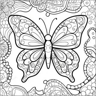 Colorful Mosaic Butterfly Coloring Page 42363-9255