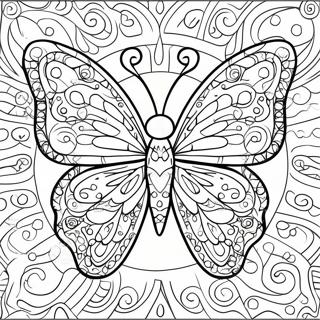 Colorful Mosaic Butterfly Coloring Page 42363-9256