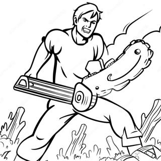 Chainsaw Man In Action Coloring Page 42728-9334