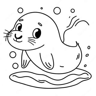 Playful Seal Splashing In Water Coloring Page 43550-9518