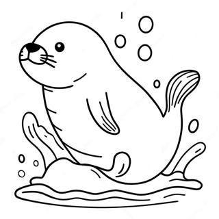 Playful Seal Splashing In Water Coloring Page 43550-9519