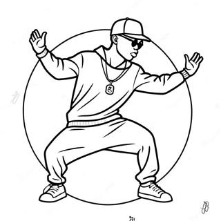 Hip Hop Dancer Performing Tricks Coloring Page 43647-9539