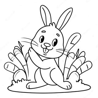 Playful Rabbit With Carrots Coloring Page 4377-46