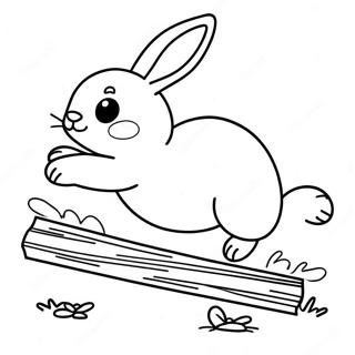Fluffy Rabbit Jumping Over A Log Coloring Page 4378 2682