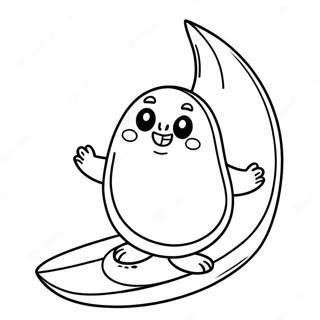 Playful Avocado With A Surfboard Coloring Page 44260-9692