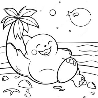 Snorlax Relaxing On A Beach Coloring Page 44353-9709