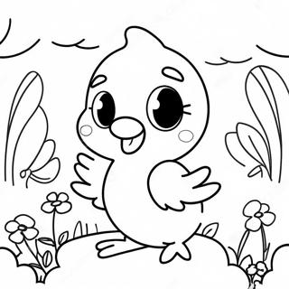 Happy Tweety Bird In A Flower Garden Coloring Page 44794-9797