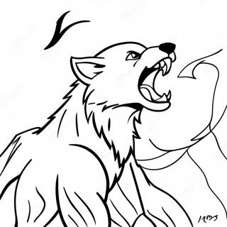 Ferocious Werewolf Howling At The Moon Coloring Page 44973-9835