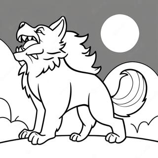 Ferocious Werewolf Howling At The Moon Coloring Page 44973-9836