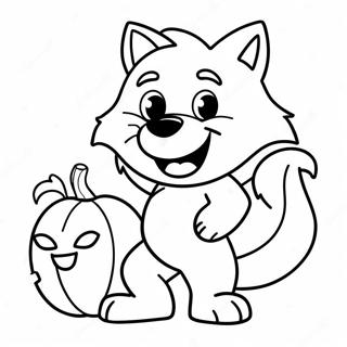 Cute Cartoon Werewolf Holding A Pumpkin Coloring Page 44974-9838