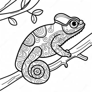 Colorful Chameleon On A Branch Coloring Page 45940-10054