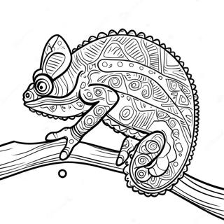 Colorful Chameleon On A Branch Coloring Page 45940-10055