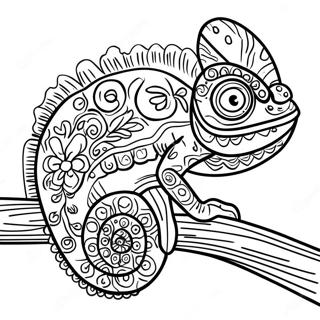 Colorful Chameleon On A Branch Coloring Page 45940-10056