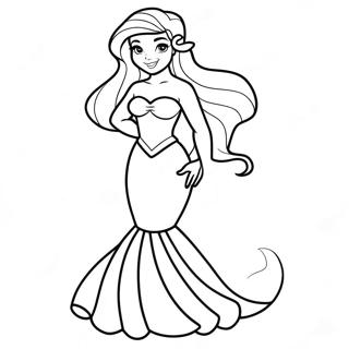 Ariel In A Beautiful Gown Coloring Page 4650-1745