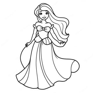 Ariel In A Beautiful Gown Coloring Page 4650-1747