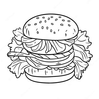 Veggie Burger With Fresh Lettuce Coloring Page 46808-10248