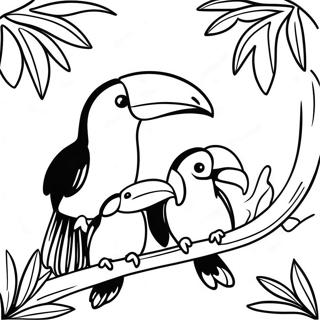 Toucan Family In A Rainforest Coloring Page 47915 10487